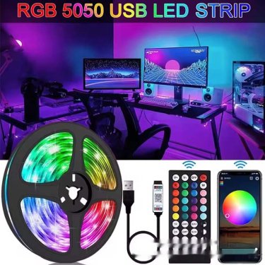 RGB LED Strip Lights 16.4ft — Bluetooth App & Remote Control