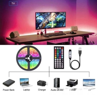 RGB LED Strip Lights 16.4ft — Bluetooth App & Remote Control