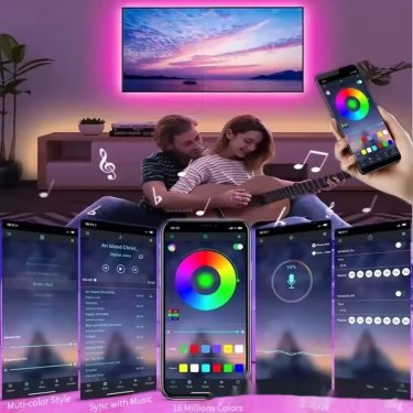RGB LED Strip Lights 16.4ft — Bluetooth App & Remote Control