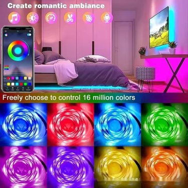 RGB LED Strip Lights 16.4ft — Bluetooth App & Remote Control